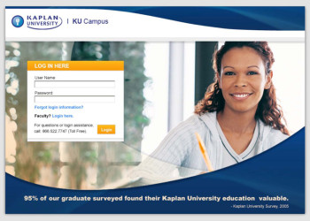 Alternate homepage for Kaplan's student portal